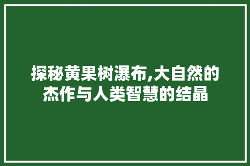 探秘黄果树瀑布,大自然的杰作与人类智慧的结晶  第1张