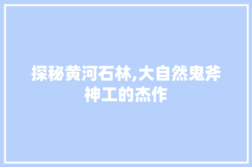 探秘黄河石林,大自然鬼斧神工的杰作  第1张