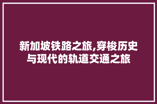 新加坡铁路之旅,穿梭历史与现代的轨道交通之旅