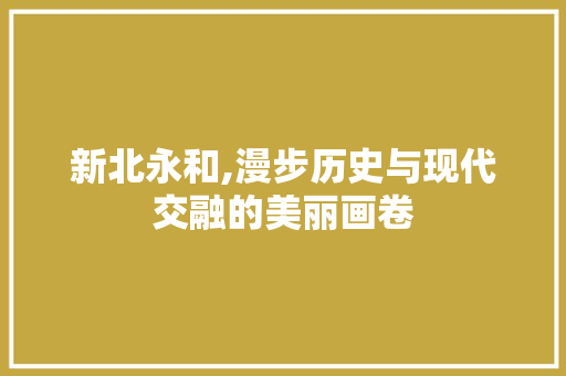 新北永和,漫步历史与现代交融的美丽画卷