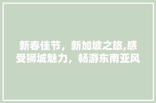 新春佳节，新加坡之旅,感受狮城魅力，畅游东南亚风情