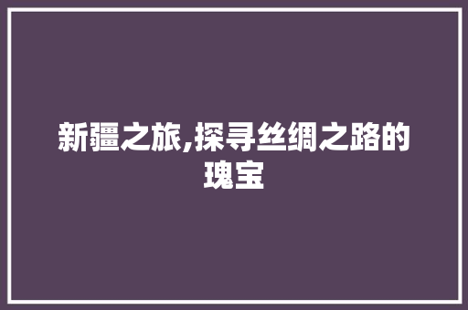 新疆之旅,探寻丝绸之路的瑰宝