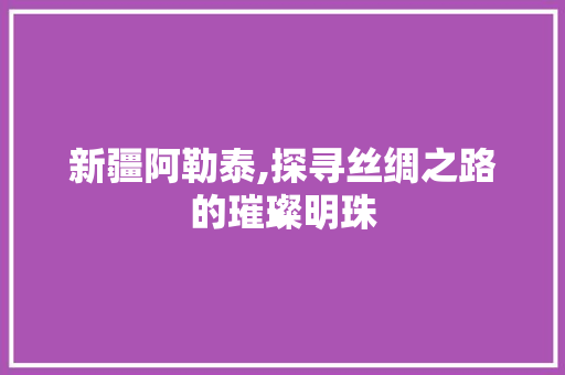 新疆阿勒泰,探寻丝绸之路的璀璨明珠