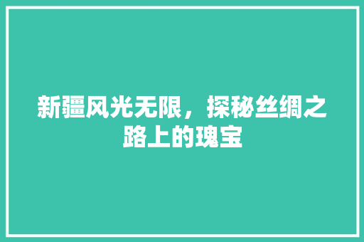 新疆风光无限，探秘丝绸之路上的瑰宝