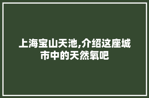 上海宝山天池,介绍这座城市中的天然氧吧