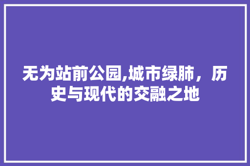 无为站前公园,城市绿肺，历史与现代的交融之地