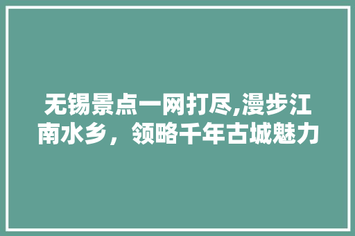 无锡景点一网打尽,漫步江南水乡，领略千年古城魅力  第1张