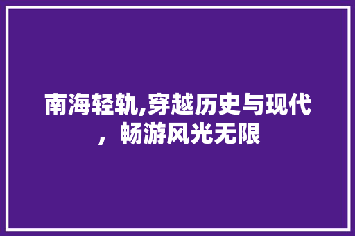 南海轻轨,穿越历史与现代，畅游风光无限