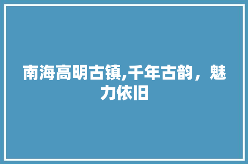 南海高明古镇,千年古韵，魅力依旧  第1张