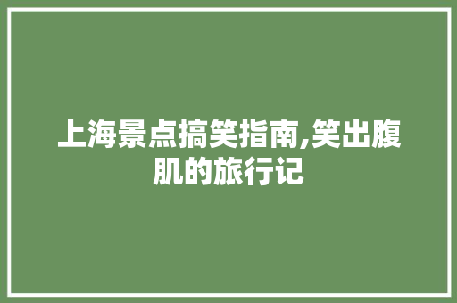 上海景点搞笑指南,笑出腹肌的旅行记