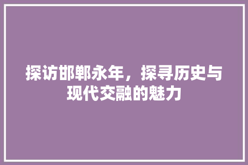 探访邯郸永年，探寻历史与现代交融的魅力  第1张