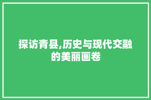 探访青县,历史与现代交融的美丽画卷  第1张