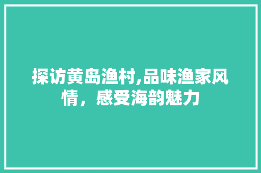 探访黄岛渔村,品味渔家风情，感受海韵魅力