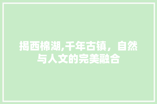 揭西棉湖,千年古镇，自然与人文的完美融合  第1张