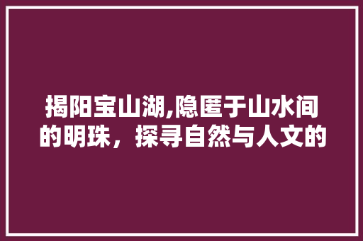 揭阳宝山湖,隐匿于山水间的明珠，探寻自然与人文的交融之美  第1张