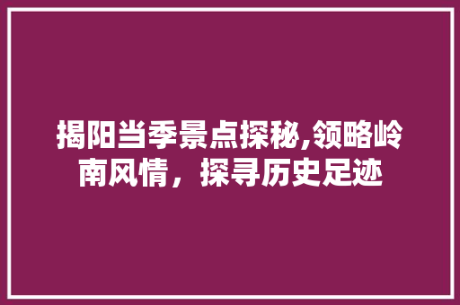 揭阳当季景点探秘,领略岭南风情，探寻历史足迹  第1张