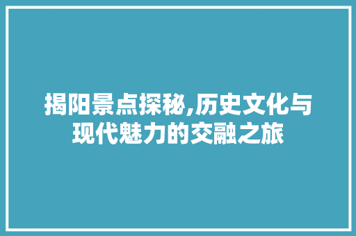 揭阳景点探秘,历史文化与现代魅力的交融之旅