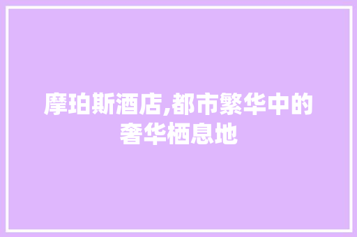 摩珀斯酒店,都市繁华中的奢华栖息地  第1张