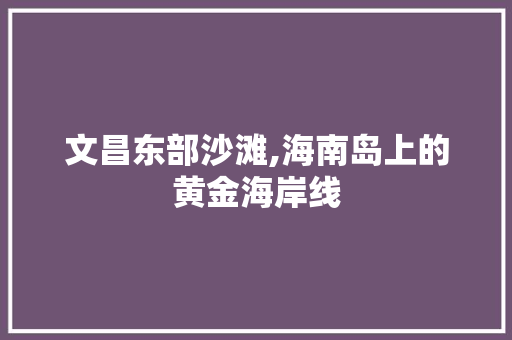 文昌东部沙滩,海南岛上的黄金海岸线  第1张