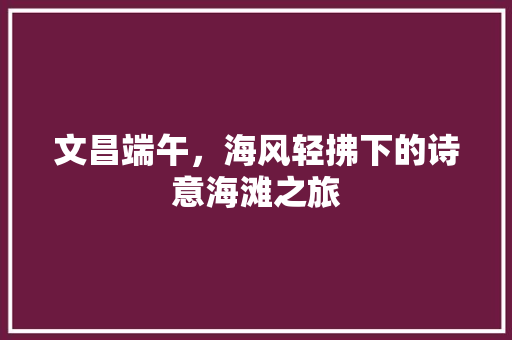 文昌端午，海风轻拂下的诗意海滩之旅  第1张