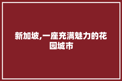 新加坡,一座充满魅力的花园城市  第1张