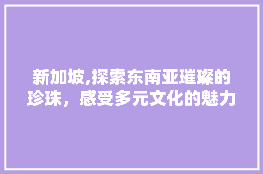 新加坡,探索东南亚璀璨的珍珠，感受多元文化的魅力  第1张