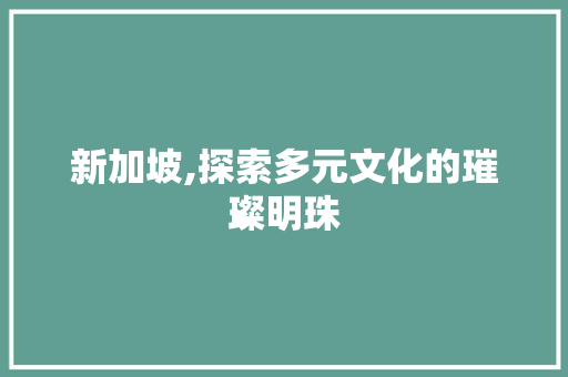 新加坡,探索多元文化的璀璨明珠  第1张