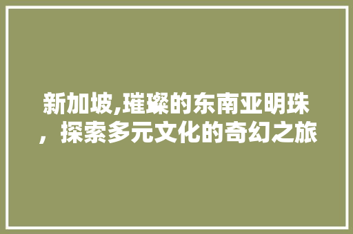 新加坡,璀璨的东南亚明珠，探索多元文化的奇幻之旅  第1张