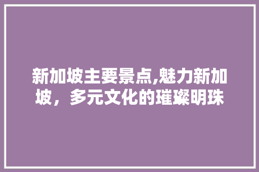 新加坡主要景点,魅力新加坡，多元文化的璀璨明珠  第1张