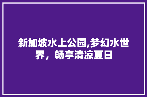 新加坡水上公园,梦幻水世界，畅享清凉夏日