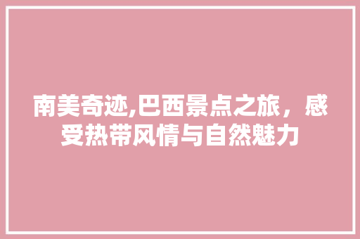 南美奇迹,巴西景点之旅，感受热带风情与自然魅力