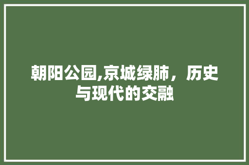 朝阳公园,京城绿肺，历史与现代的交融