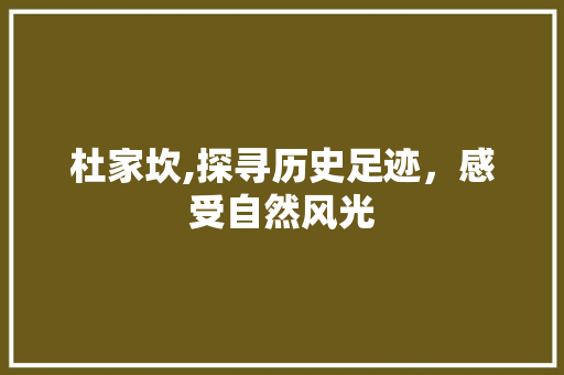 杜家坎,探寻历史足迹，感受自然风光  第1张