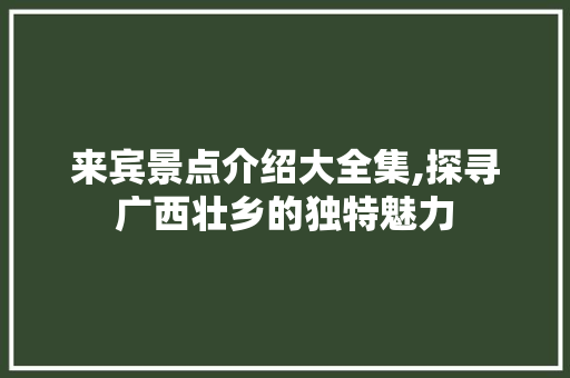 来宾景点介绍大全集,探寻广西壮乡的独特魅力  第1张