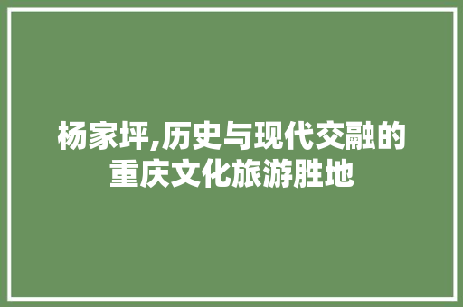 杨家坪,历史与现代交融的重庆文化旅游胜地