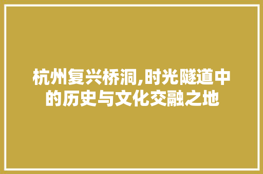 杭州复兴桥洞,时光隧道中的历史与文化交融之地