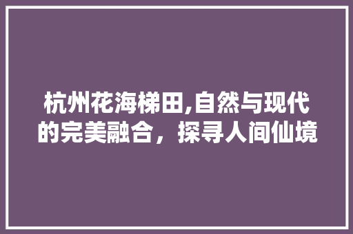 杭州花海梯田,自然与现代的完美融合，探寻人间仙境  第1张