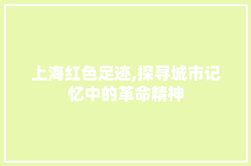 上海红色足迹,探寻城市记忆中的革命精神