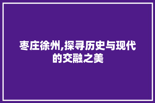 枣庄徐州,探寻历史与现代的交融之美