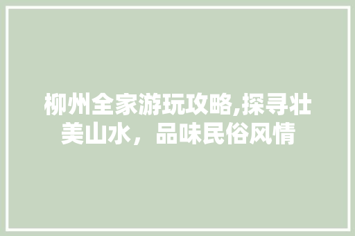 柳州全家游玩攻略,探寻壮美山水，品味民俗风情  第1张