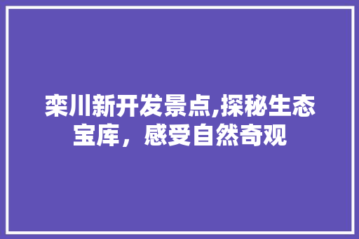 栾川新开发景点,探秘生态宝库，感受自然奇观  第1张