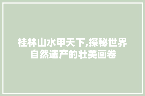 桂林山水甲天下,探秘世界自然遗产的壮美画卷