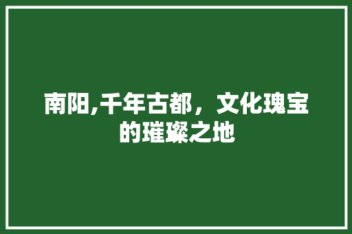 南阳,千年古都，文化瑰宝的璀璨之地  第1张