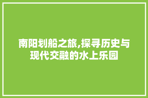 南阳划船之旅,探寻历史与现代交融的水上乐园