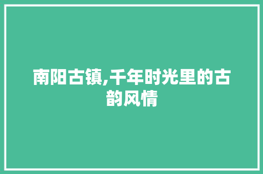 南阳古镇,千年时光里的古韵风情  第1张