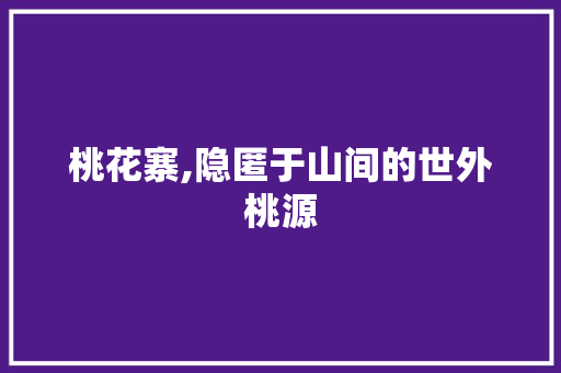 桃花寨,隐匿于山间的世外桃源  第1张