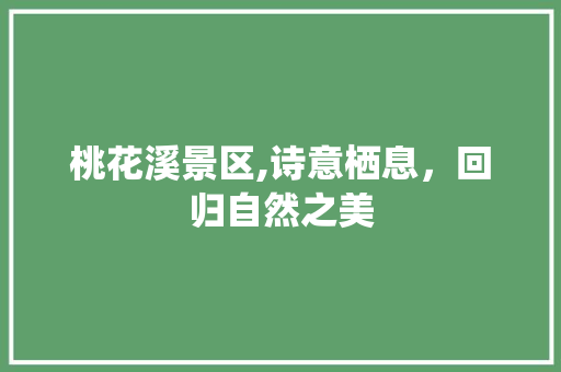 桃花溪景区,诗意栖息，回归自然之美  第1张