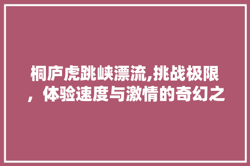 桐庐虎跳峡漂流,挑战极限，体验速度与激情的奇幻之旅  第1张