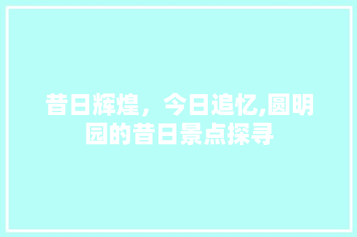 昔日辉煌，今日追忆,圆明园的昔日景点探寻  第1张