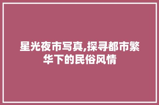 星光夜市写真,探寻都市繁华下的民俗风情  第1张